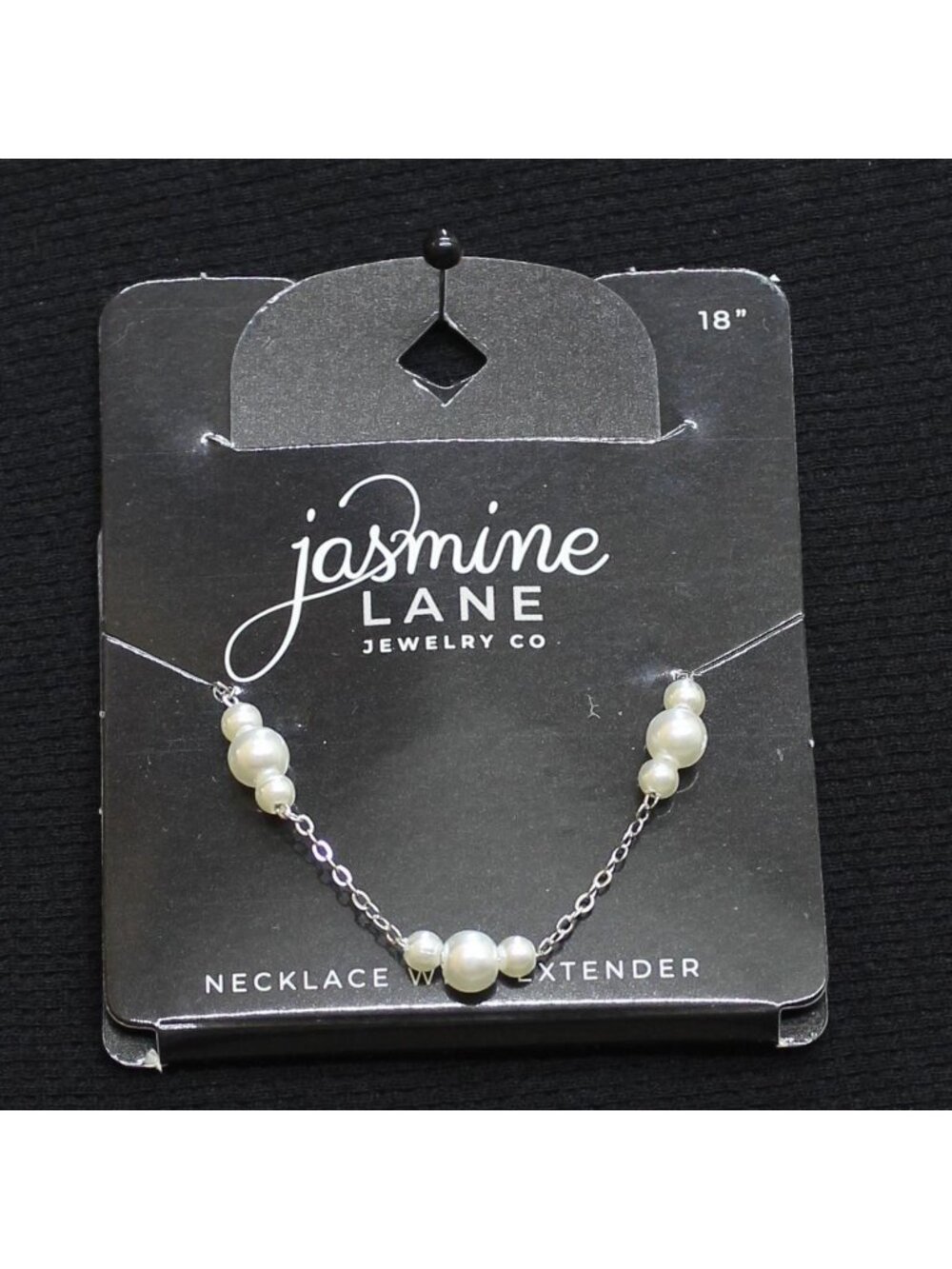 NWT Jasmine Lane Womens Fashion Dainty Chain Faux Pearl Necklace Silver Gray 18" - Picture 1 of 2